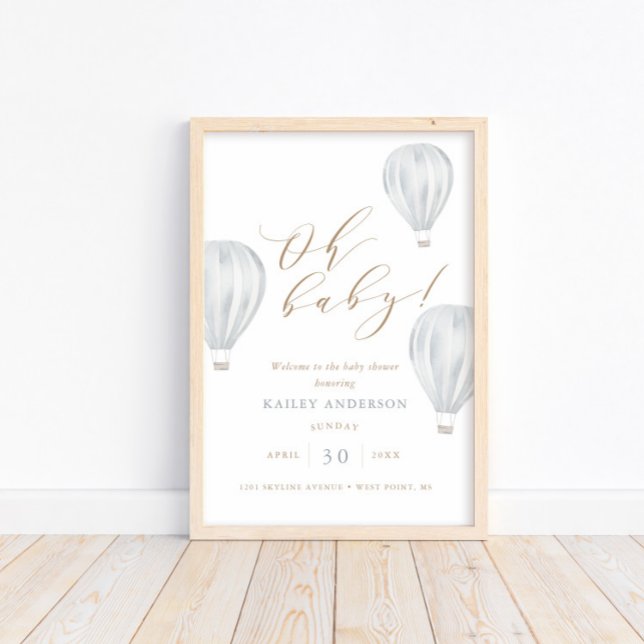 Oh Baby – Boy Baby Shower Hot Air Balloon Poster (Creator Uploaded)