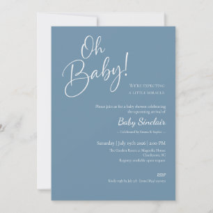 Oh Baby Boy Baby Shower Invitation Dusty Blue