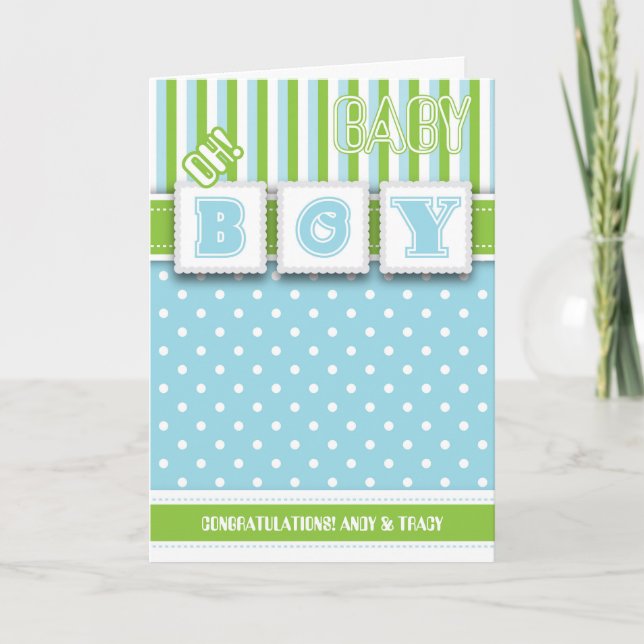 Oh! Baby Boy Congratulations Greeting Card (Front)
