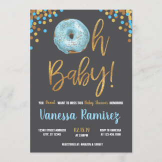Oh Baby Boy Doughnut Baby Shower Sprinkle Invitati Invitation