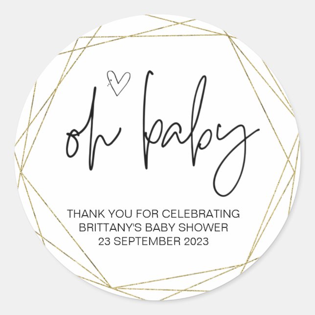 Oh Baby Boy Girl Cute Baby Shower Party Favour Classic Round Sticker (Front)