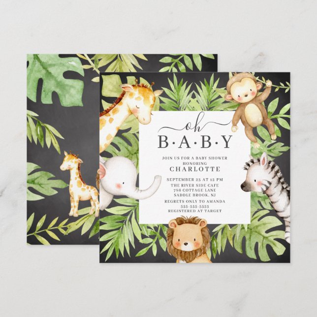 Oh Baby Boy Jungle Baby Shower  Invitation (Front/Back)