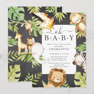 Oh Baby Boy Jungle Baby Shower Invitation