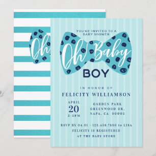 Oh Baby Boy Navy & Teal Bow Tie Shower Invitation