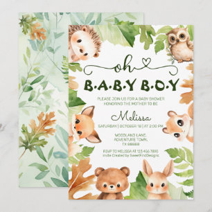 Oh Baby Boy Spring Forest Animals Baby Shower Invitation