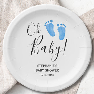 Oh Baby Boy's Baby Shower Paper Plate