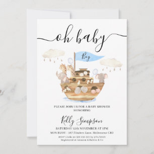 Oh Baby Boys Noahs Arch Baby Shower Invitation