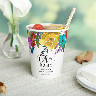 Oh Baby Bright & Bold Florals Baby Shower Paper Cups