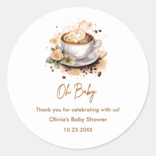 Oh Baby Brown Coffee Baby Shower Thank You Classic Round Sticker