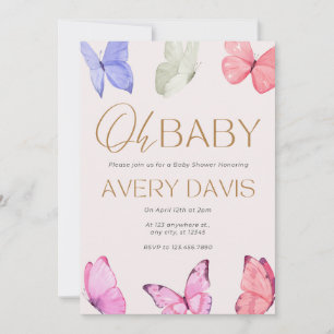 Oh Baby Butterflies Baby Shower Invitation