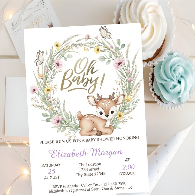 Oh Baby Butterflies Elephant Baby Shower   Invitation (Creator Uploaded)