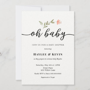 "Oh Baby" Calligraphy Baby Shower invitation