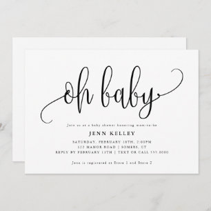Oh Baby Calligraphy Baby Shower Invitation