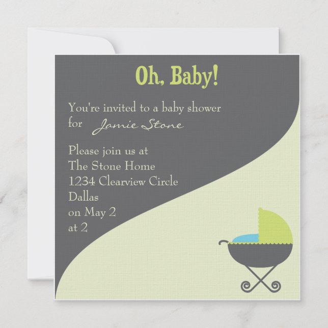 Oh Baby! Carriage Invitation Set - Invitations (Front)