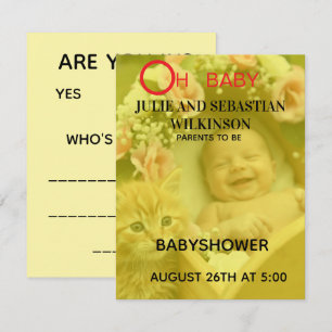 Oh Baby Cat Photo Baby Shower Image RSVP Card