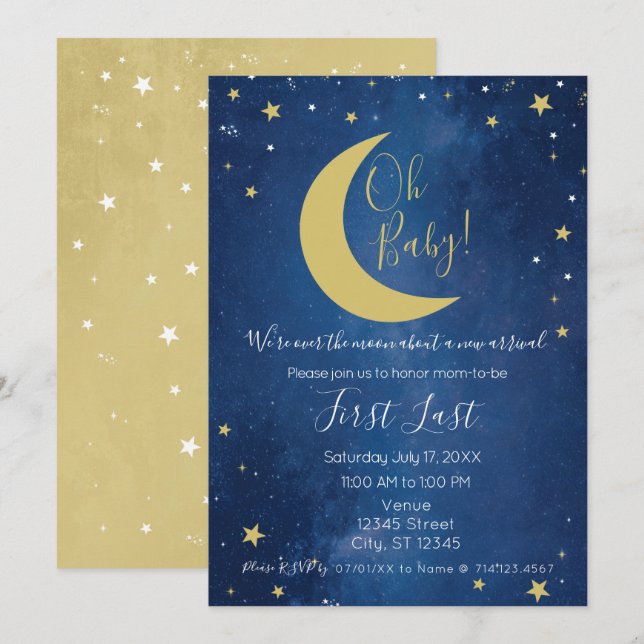Oh Baby Celestial Moon Shower Invitation (Front/Back)