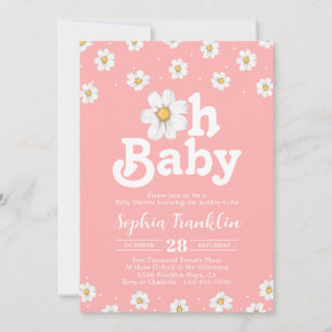 Oh Baby Chic Daisy Blush Pink Hippie Baby Shower Invitation