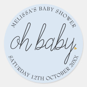 Oh Baby Chic Gold Love Heart Baby Boy Shower Classic Round Sticker