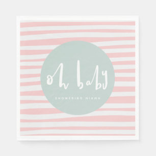 oh baby, chic pink baby shower napkin
