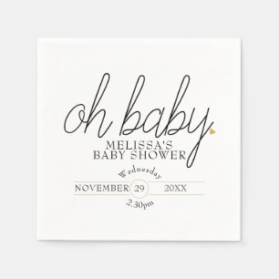 Oh Baby Chic Script Gold Heart Baby Shower Napkin