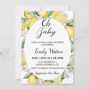 Oh Baby Citrus Lemon Baby Shower Invitation