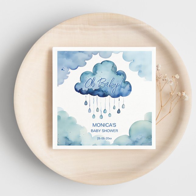 Oh Baby cloud baby shower template Napkin (Oh Baby blue cloud baby shower template Napkins personalized tableware decor whimsical cloud)
