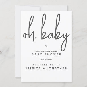 Oh baby Co-Ed Minimal Simple Baby Shower Invitation