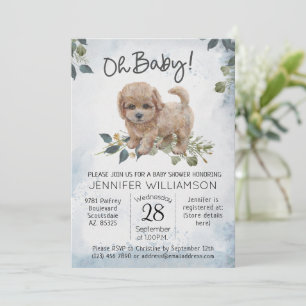 Oh Baby! Cockapoo Dog Baby Shower Invitation