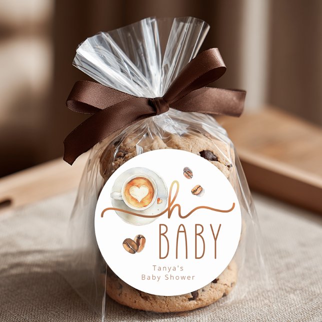 Oh Baby Coffee Baby Shower Favor Sticker (Baby Shower Favor Sticker)
