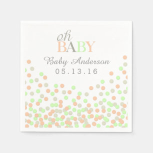 Oh Baby Confetti Baby Shower Napkin   Coral Mint