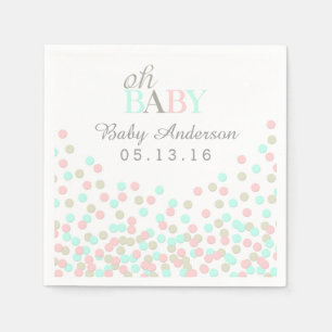 Oh Baby Confetti Baby Shower Napkin   Pink Blue