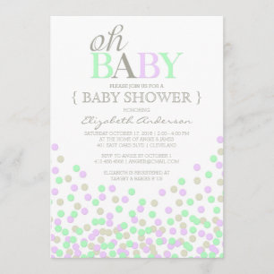 Oh Baby Confetti Modern Baby Shower Invitation