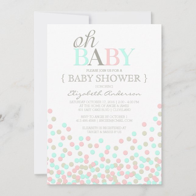 Oh Baby Confetti | Modern Baby Shower Invitation (Front)