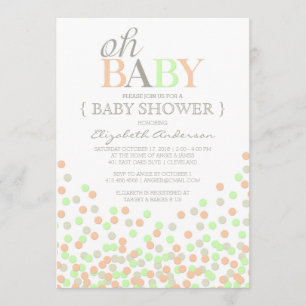 Oh Baby Confetti   Modern Baby Shower Invitation
