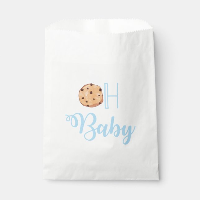 Oh Baby Cookies blue baby shower Favour Bags (Front)