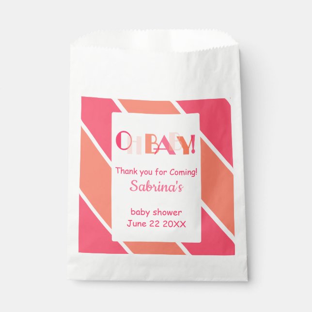 Oh Baby Coral Modern Baby Shower Favour Bag (Front)