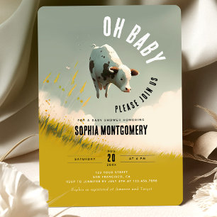 Oh Baby Cow Gender Neutral Baby Shower Invitation