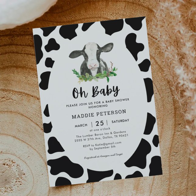 Oh Baby Cow Theme Boy Baby Shower Invitation (Creator Uploaded)