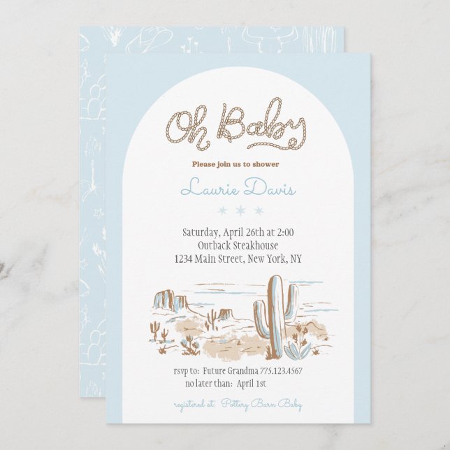 Oh Baby Cowboy Shower Invitation (Front/Back)