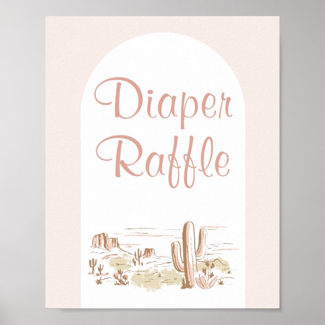 Oh Baby Cowgirl Baby Shower Diaper Raffle Sign (Front)