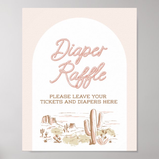 Oh Baby Cowgirl Shower Diaper Raffle Poster (Front)