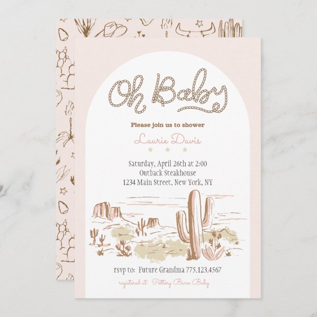 Oh Baby Cowgirl Shower Invitation (Front/Back)