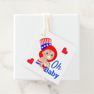 Oh Baby Cute American Patriotic Baby Shower Favour Tags