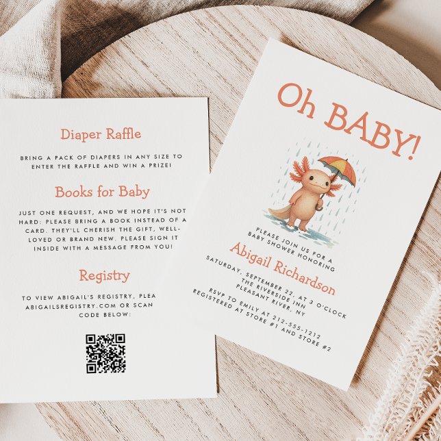 Oh Baby Cute Axolotl QR Code Baby Shower Invitation (Creator Uploaded)