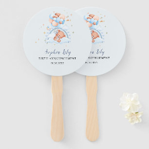Oh Baby Cute Bear Birth Announcement Hand Fan