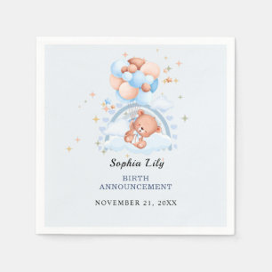 Oh Baby Cute Bear Birth Announcement Napkin