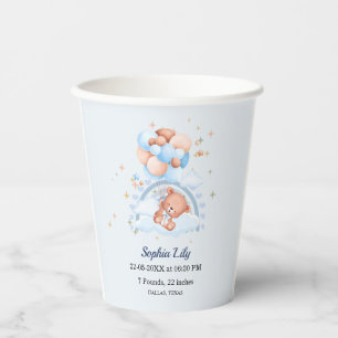 Oh Baby Cute Bear Birth Announcement Paper Cups