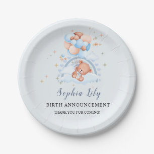 Oh Baby Cute Bear Birth Announcement Paper Plate