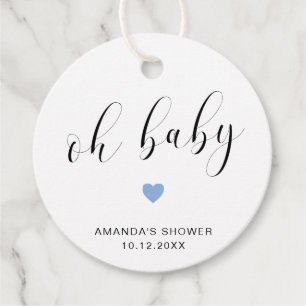 Oh Baby Cute Blue Heart Boy Baby Shower Favour Tags
