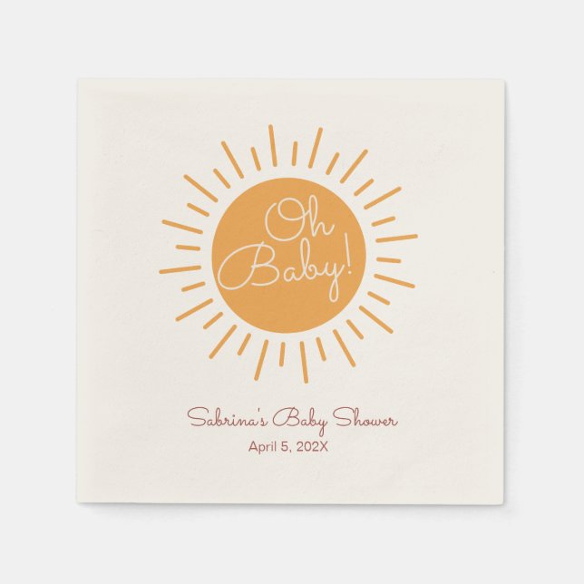 Oh Baby cute boho sunshine baby shower Napkin (Front)